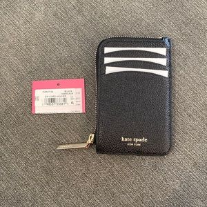 Kate Spade Black Leather Margaux Zip Card Holder New with Tags